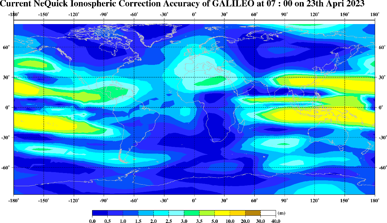 Global map of Galileo NeQuick ionospheric correction accuracy on 23 April 2023