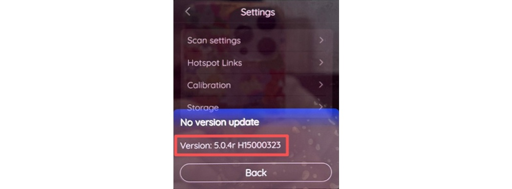 Updated H1 firmware version shown in Settings