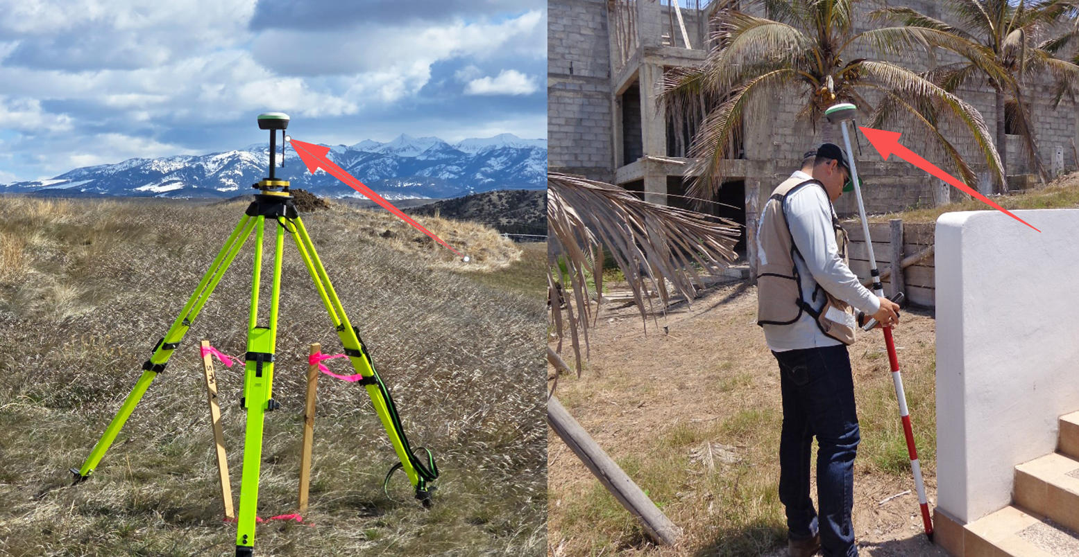 Rádióantennák jelölése terepi GNSS-bázison és roveren