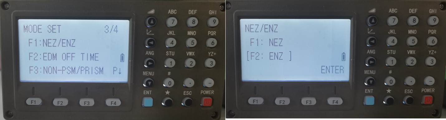 A TS1000 NEZ és ENZ koordinátamegjelenítési lehetőségei