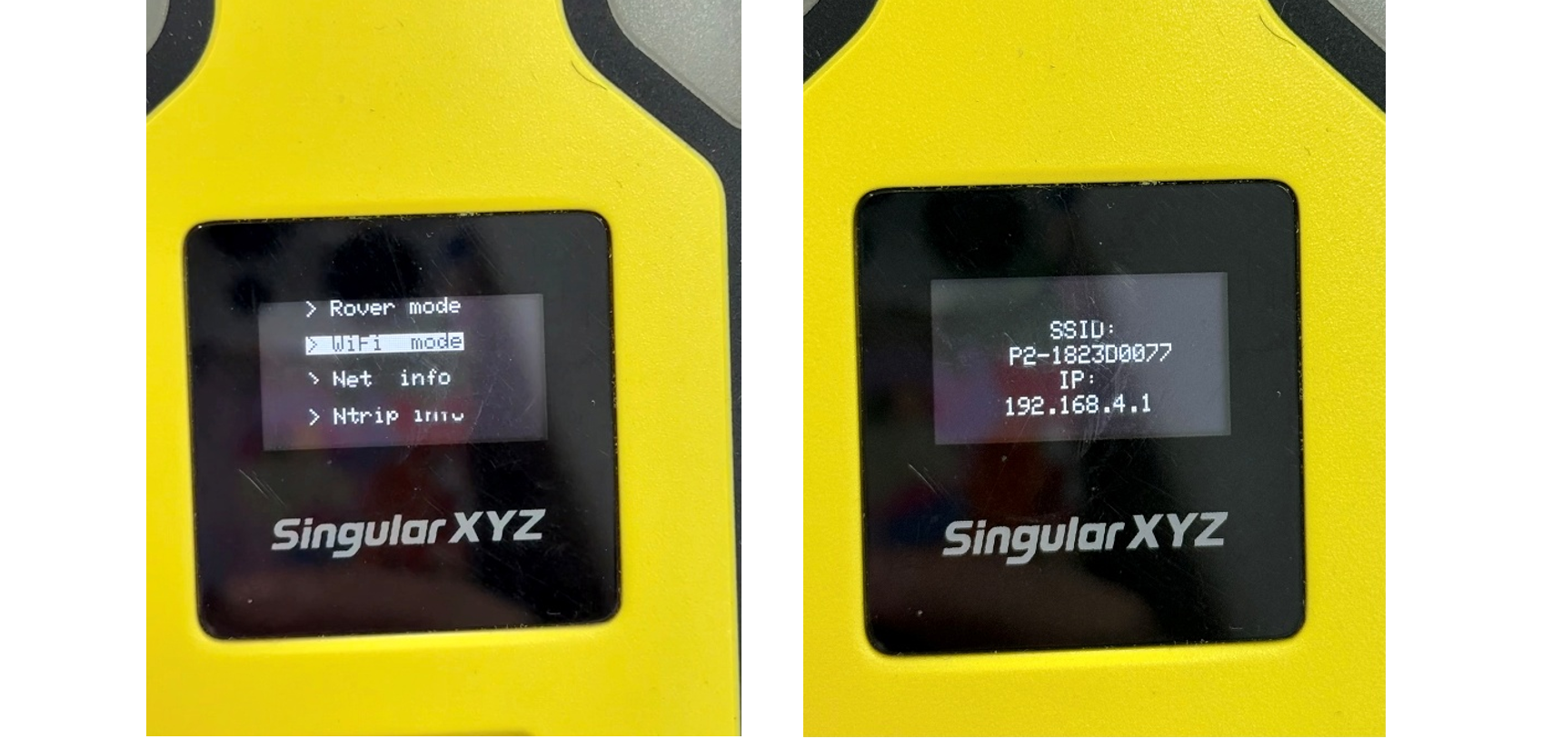 A vevő kijelzőjén megjelenő Wi-Fi-SSID és IP-cím