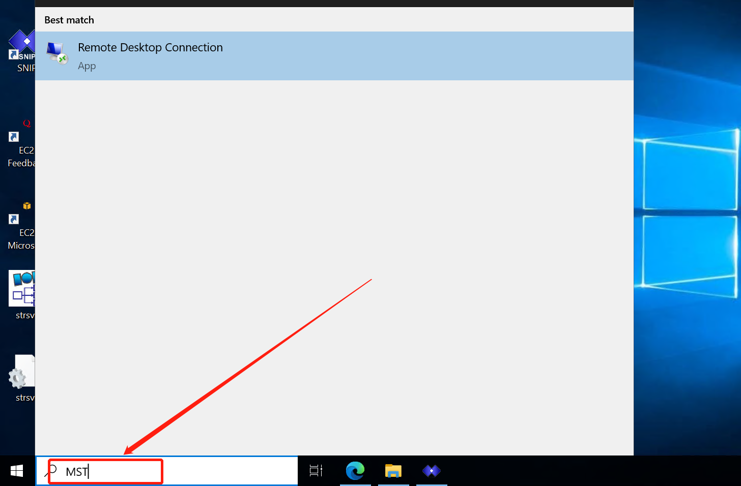 Finding Remote Desktop Connection in Windows search