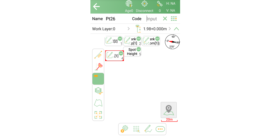 Highlighted fast-code button in the second toolbar row