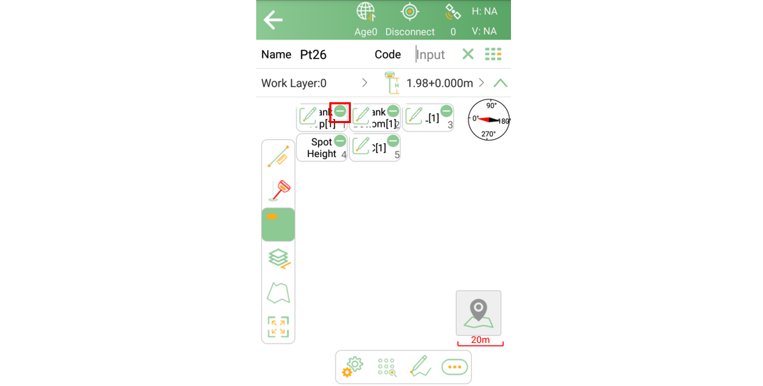 Fast-code button controls with a green action icon highlighted