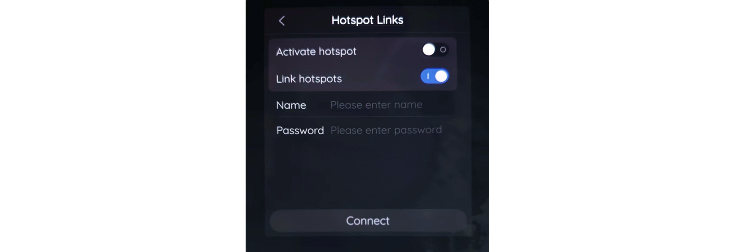 A H1 Hotspot Links Wi-Fi-kapcsolati beállításai