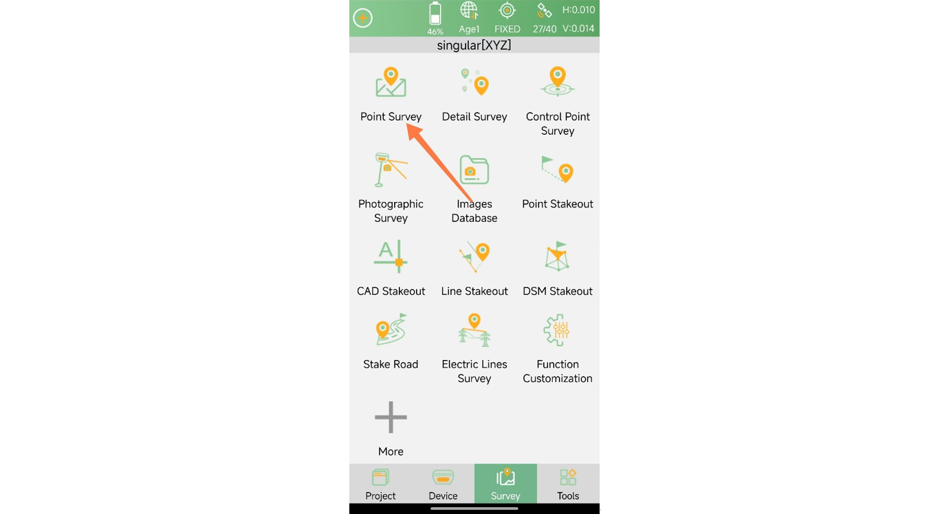 Opening Point Survey for volume measurement in SingularPad