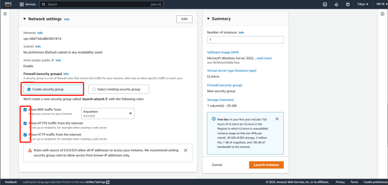 Creating an EC2 security group and configuring allowed connections