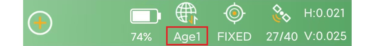 A Differential Age érték kiemelése az RTK-állapotsorban